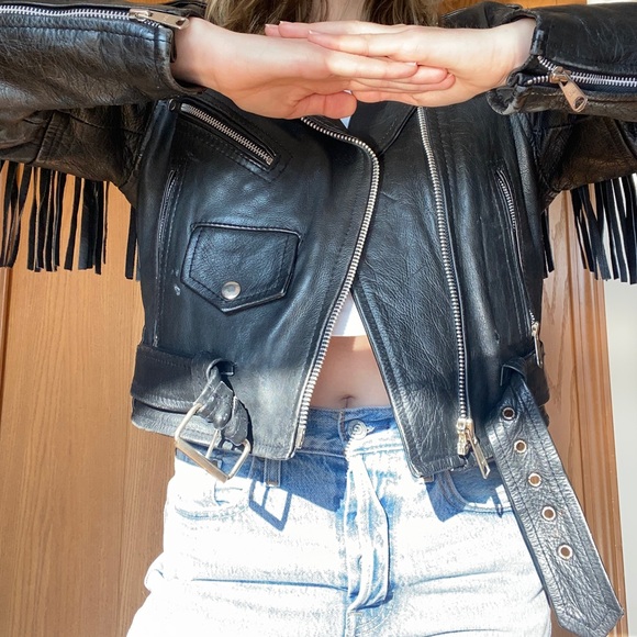 UNIK Black leather biker jacket - Picture 1 of 6